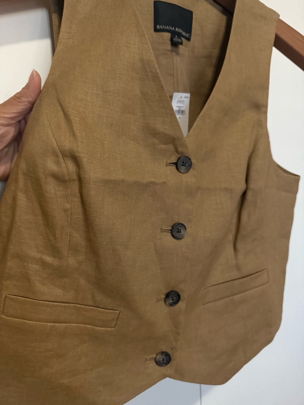 NWT Banana Republic Women's Tan Linen Button-Up Vest- size 4 - Picture 8 of 10